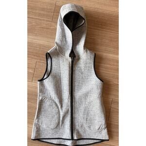 Lululemon Reversible Gray Heather Hoodie Vest Black Trim Zip Women M/L